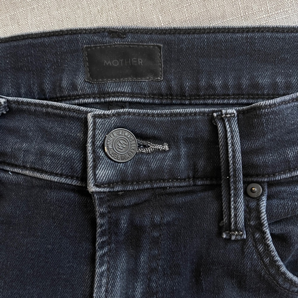 Mother Insider Crop Step Fray Hem Night In Paris Jeans Women 26 Black High Rise - Picture 3 of 16